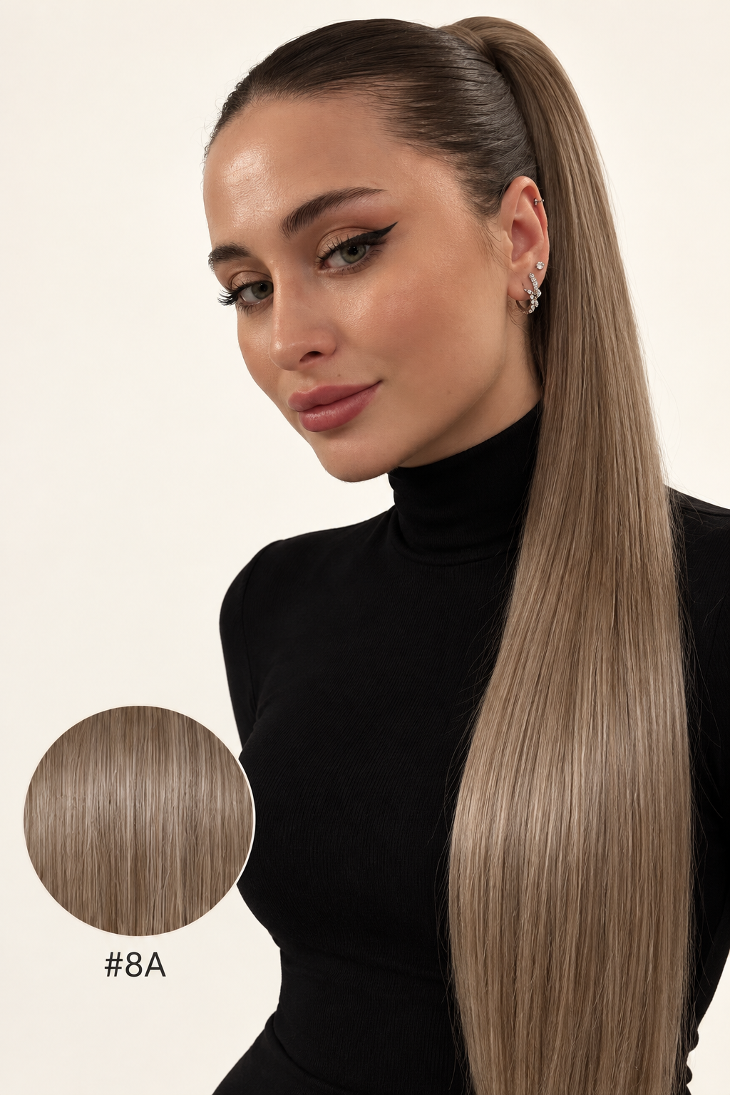 Ponytail Dark nuance #8A, modèle et pastille