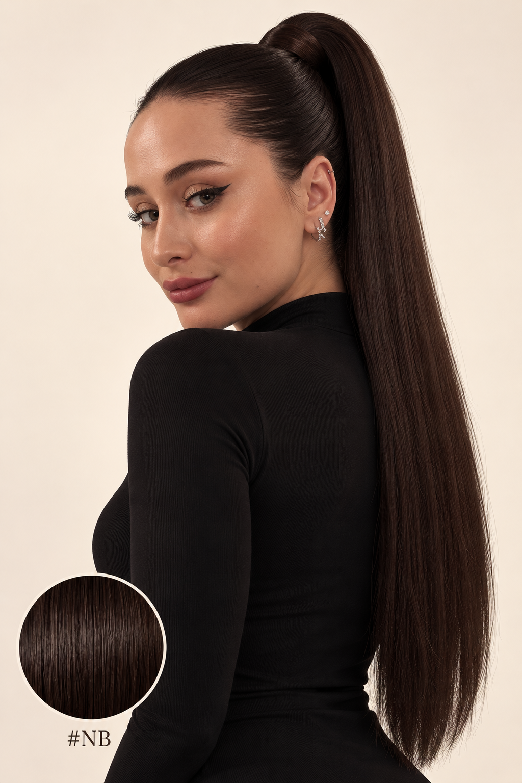 Ponytail Dark nuance #NB, modèle et pastille de couleur