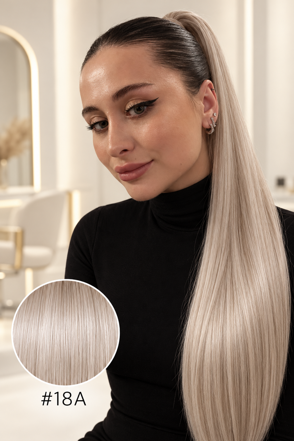 Ponytail Light nuance #18A, modèle et pastille
