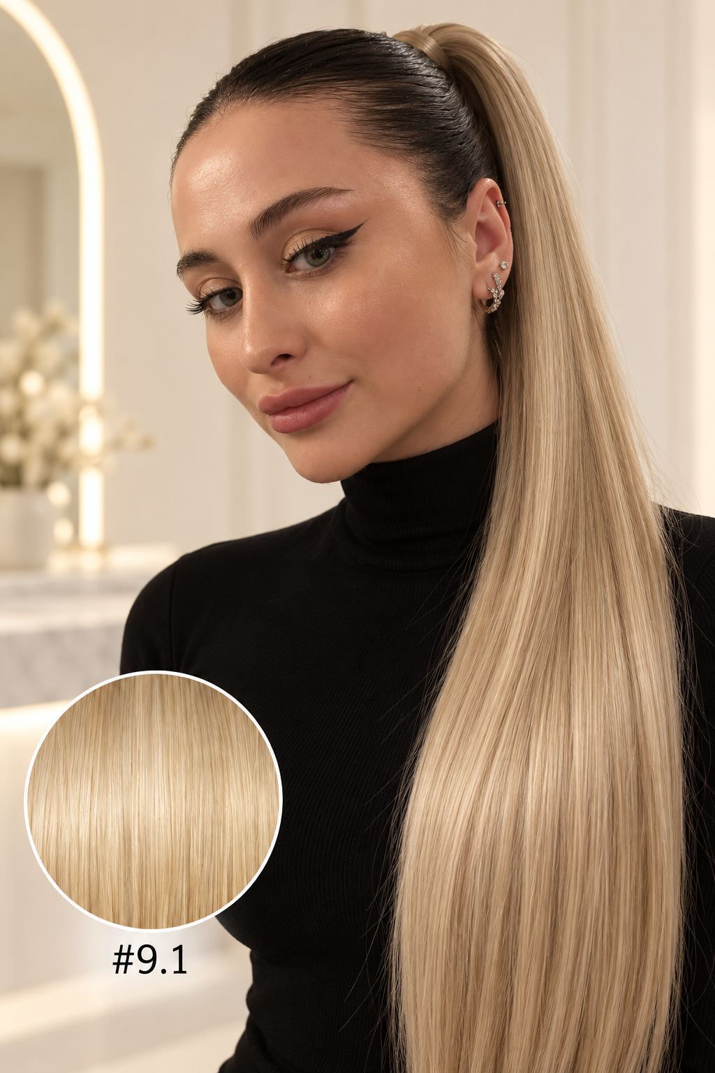 Ponytail Light nuance #9.1, modèle et pastille