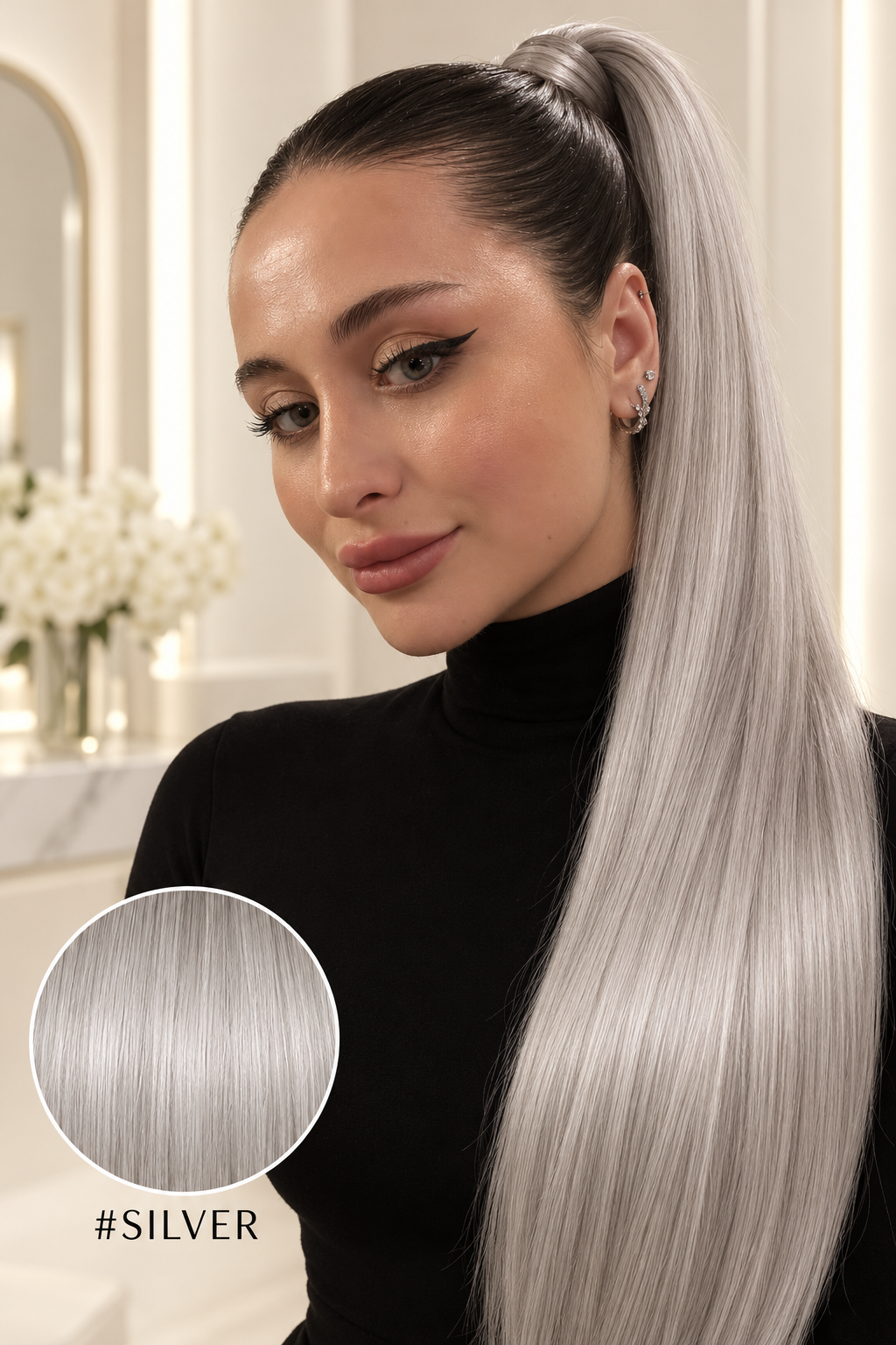 Ponytail Light nuance #SILVER, modèle et pastille