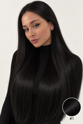 Velours Hair — extensions Dark #1, cheveux lâchés