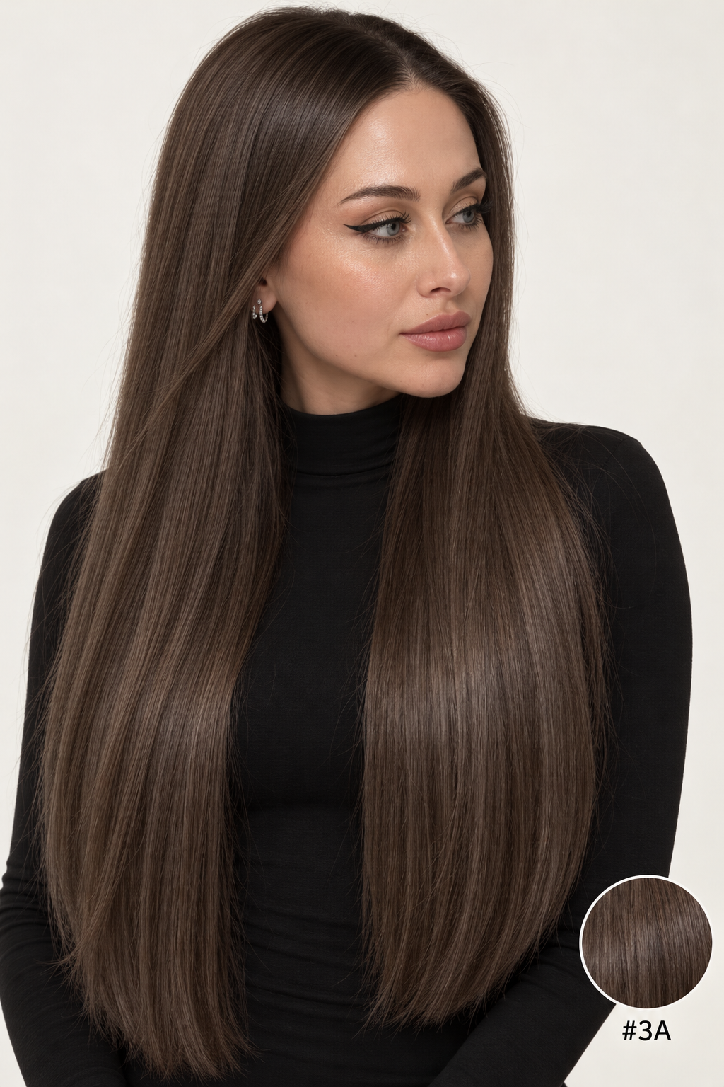 Velours Hair — extensions Dark #3A, cheveux lâchés