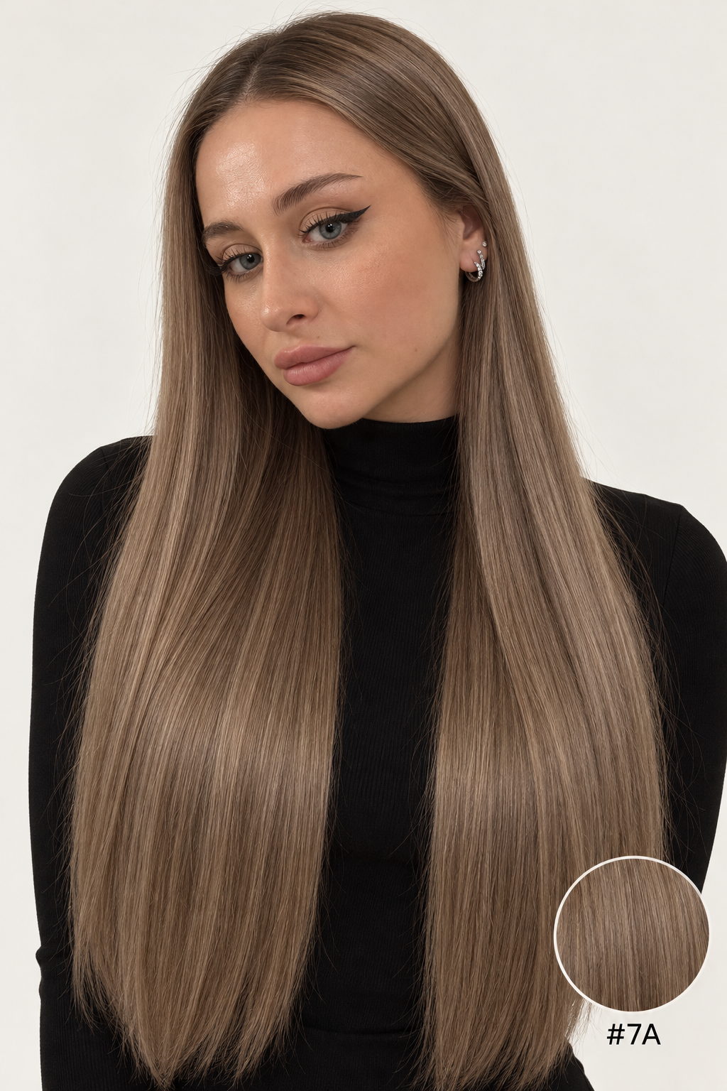 Velours Hair — extensions Dark #7A, cheveux lâchés
