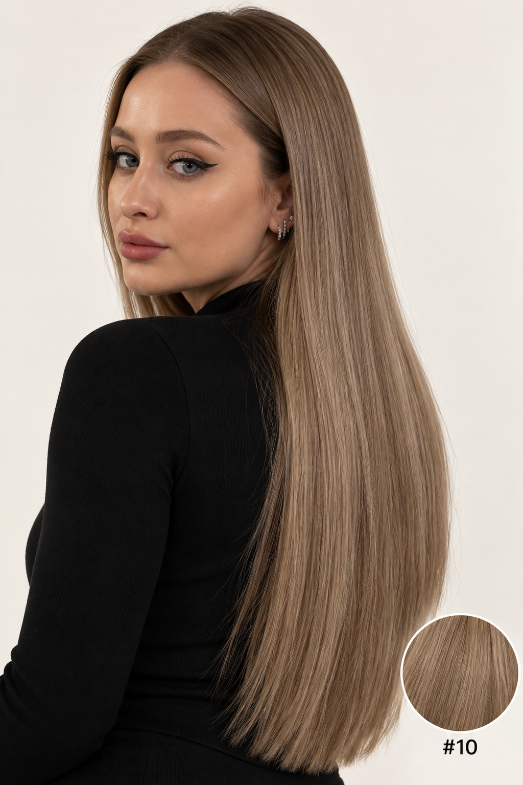 Velours Hair — extensions Light #10, cheveux lâchés