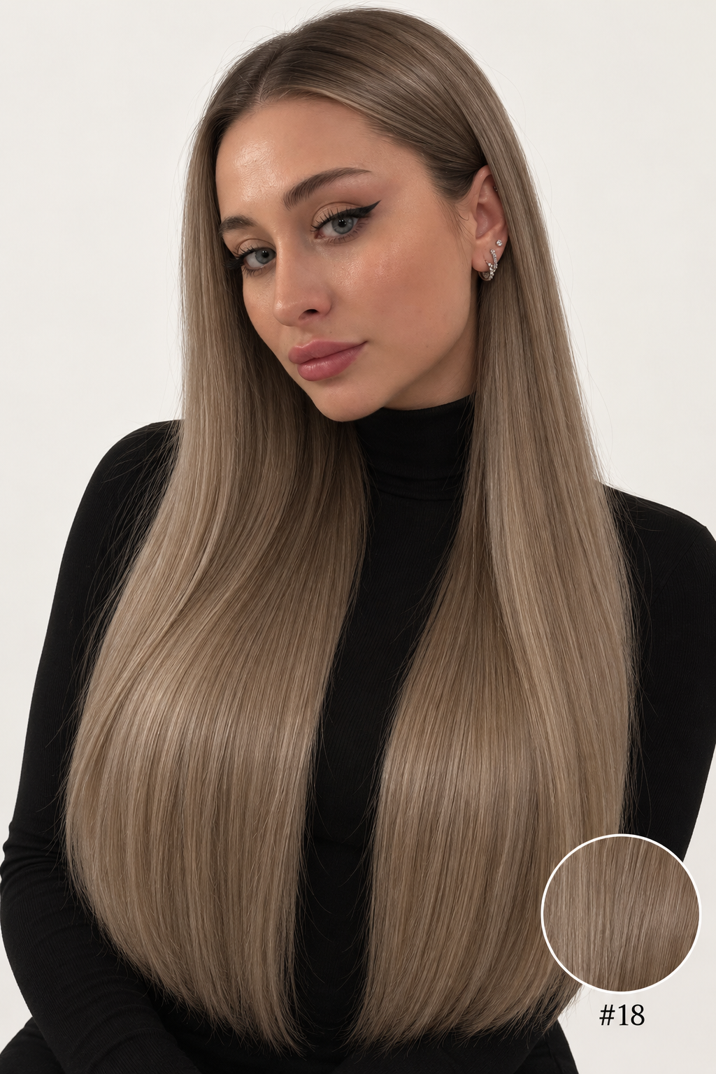 Velours Hair — extensions Light #18, cheveux lâchés