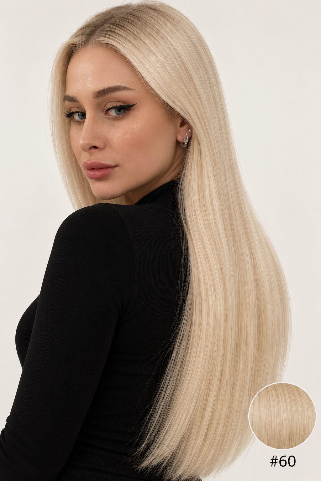 Velours Hair — extensions Light #60, cheveux lâchés