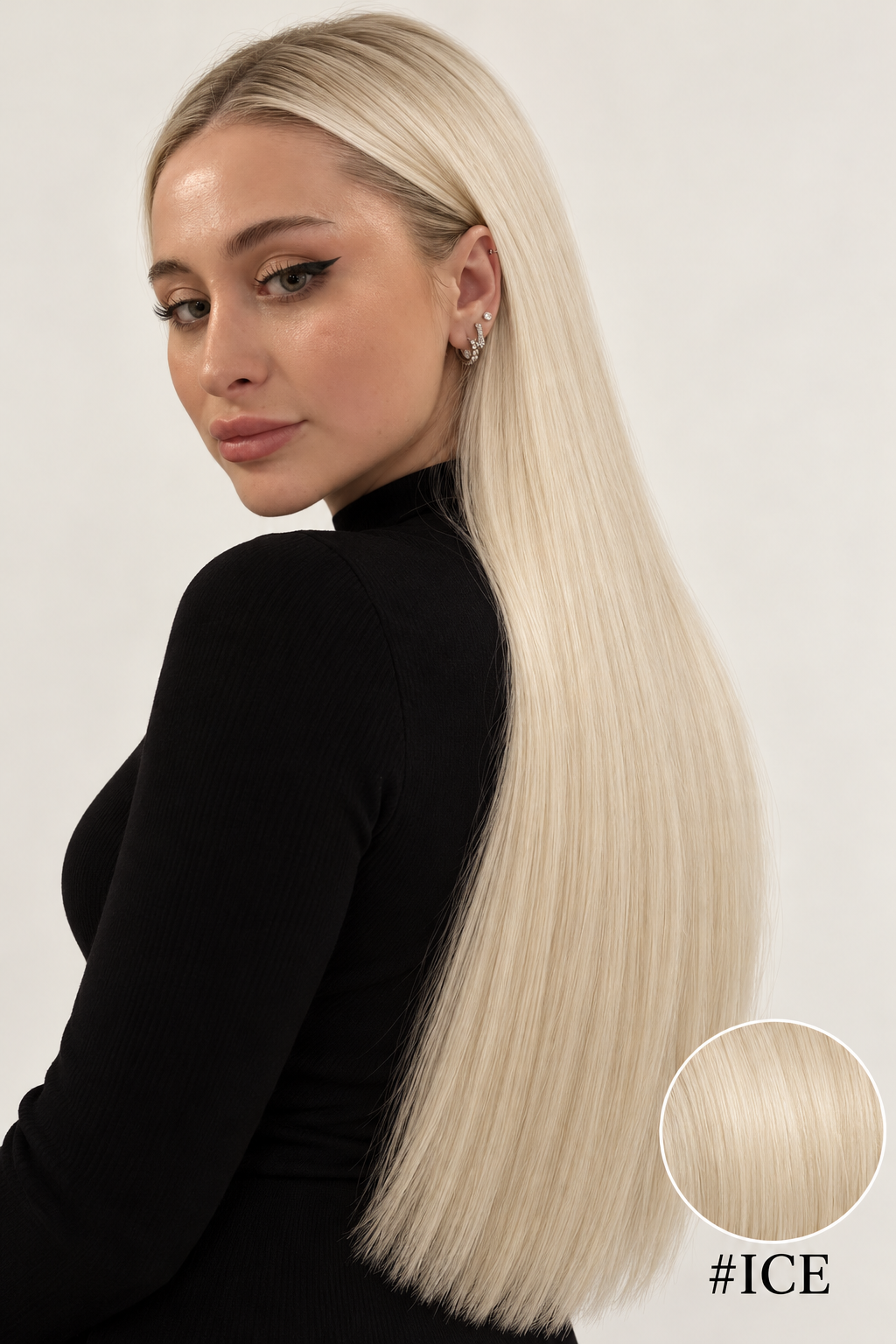 Velours Hair — extensions Light #ICE, cheveux lâchés