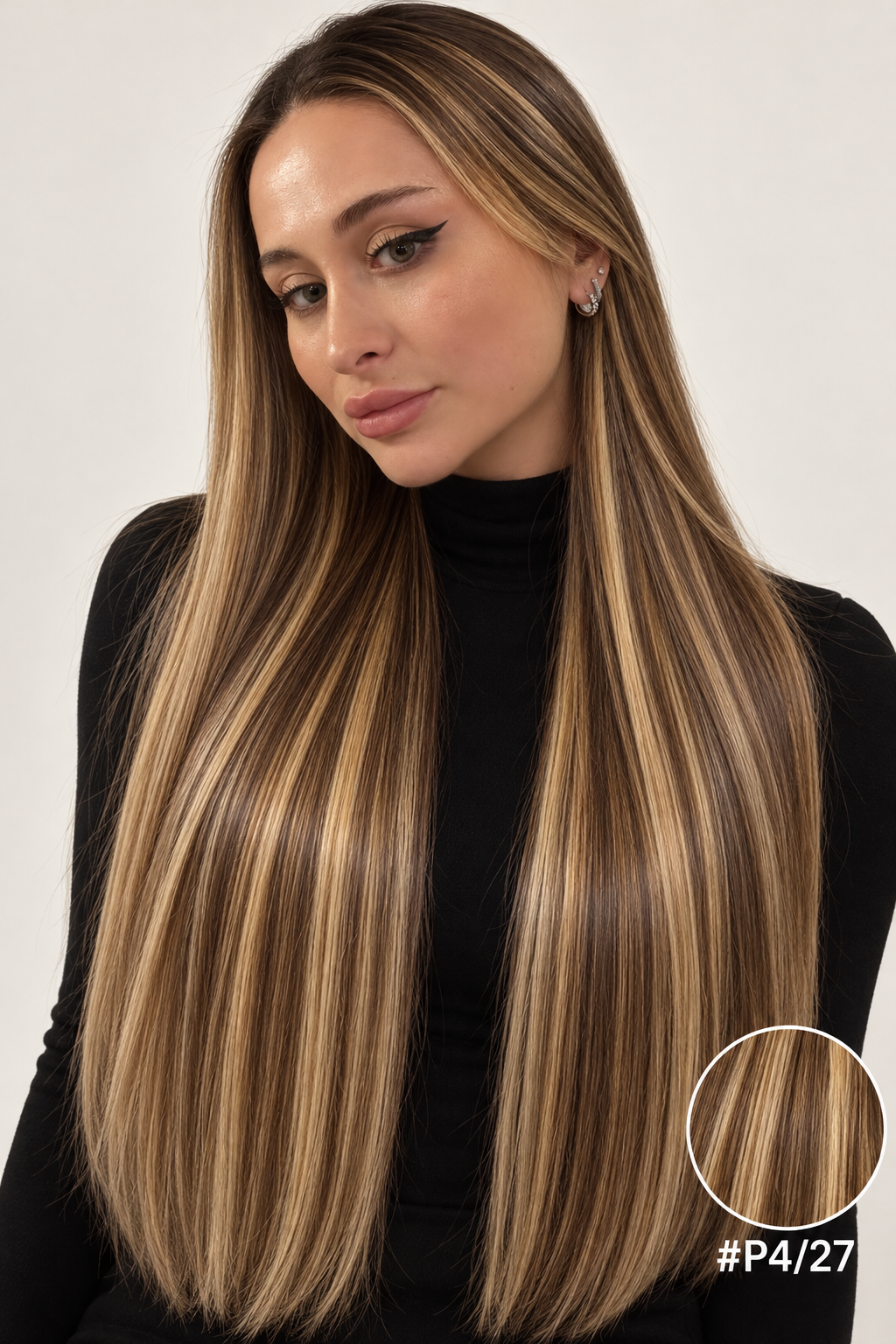 Velours Hair — extensions Ombré #P4/27, cheveux lâchés