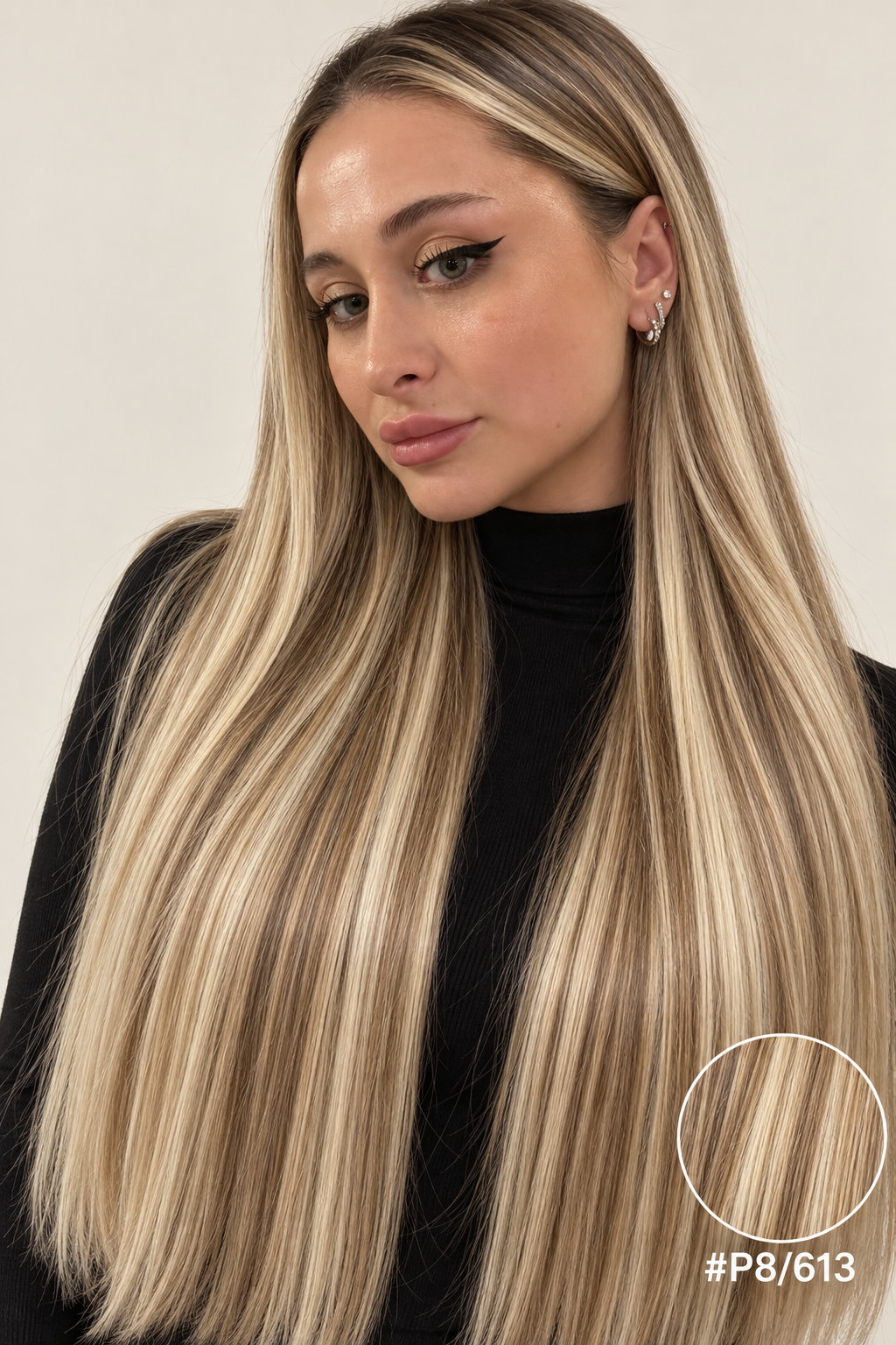 Velours Hair — extensions Ombré #P8/613, cheveux lâchés