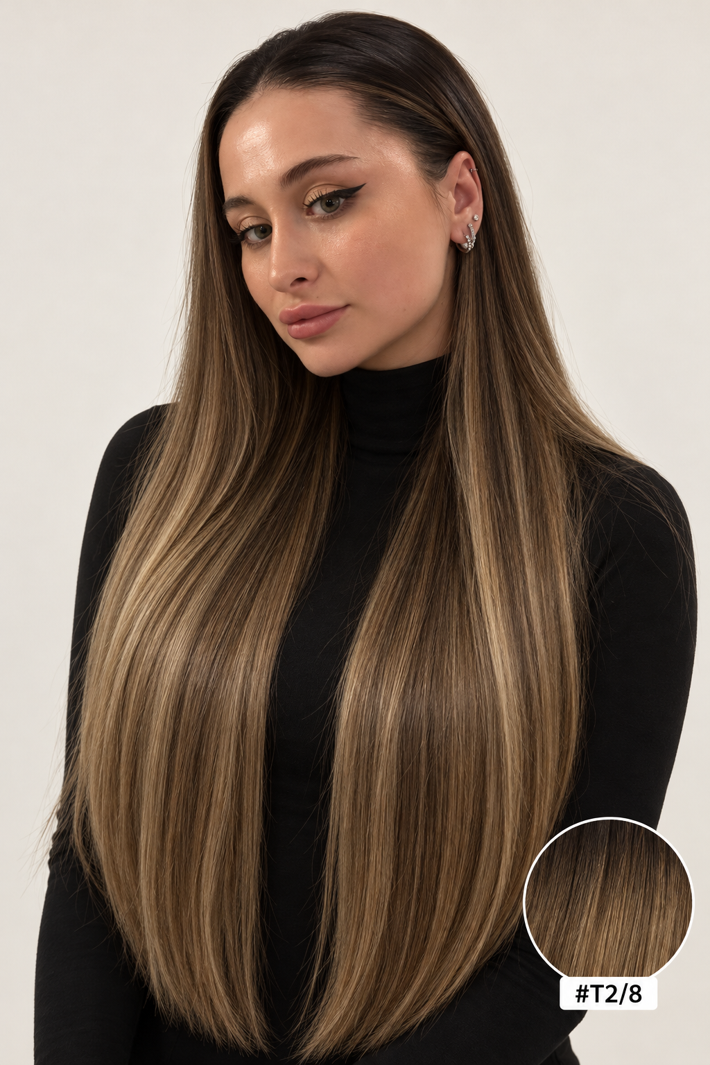 Velours Hair — extensions Ombré #T2/8, cheveux lâchés