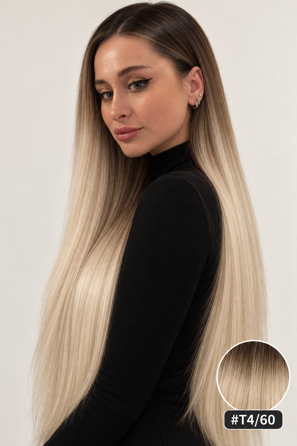Velours Hair — extensions Ombré #T4/60, cheveux lâchés