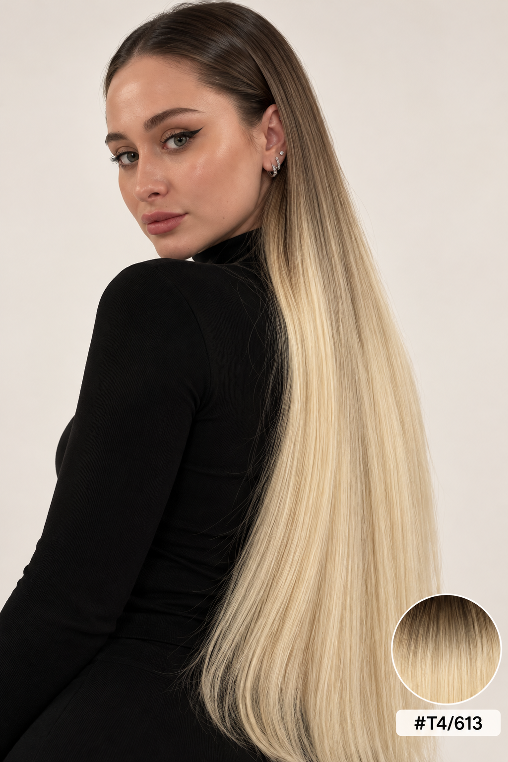 Velours Hair — extensions Ombré #T4/613, cheveux lâchés