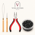 Kit de pose Nano Rings : pince, tire-mèche, crochet et anneaux