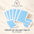 Adhésifs Tape-in pré-découpés, chaque pièce se décolle individuellement, 120 ou 240 pièces