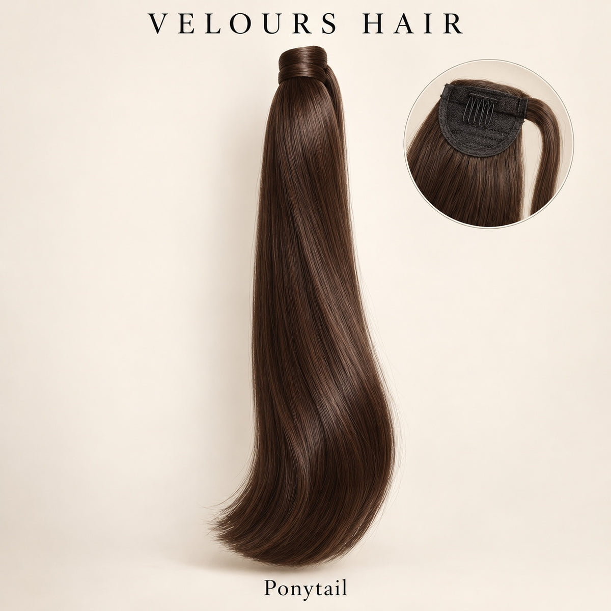 Velours Hair — Ponytail et détail de l’attache