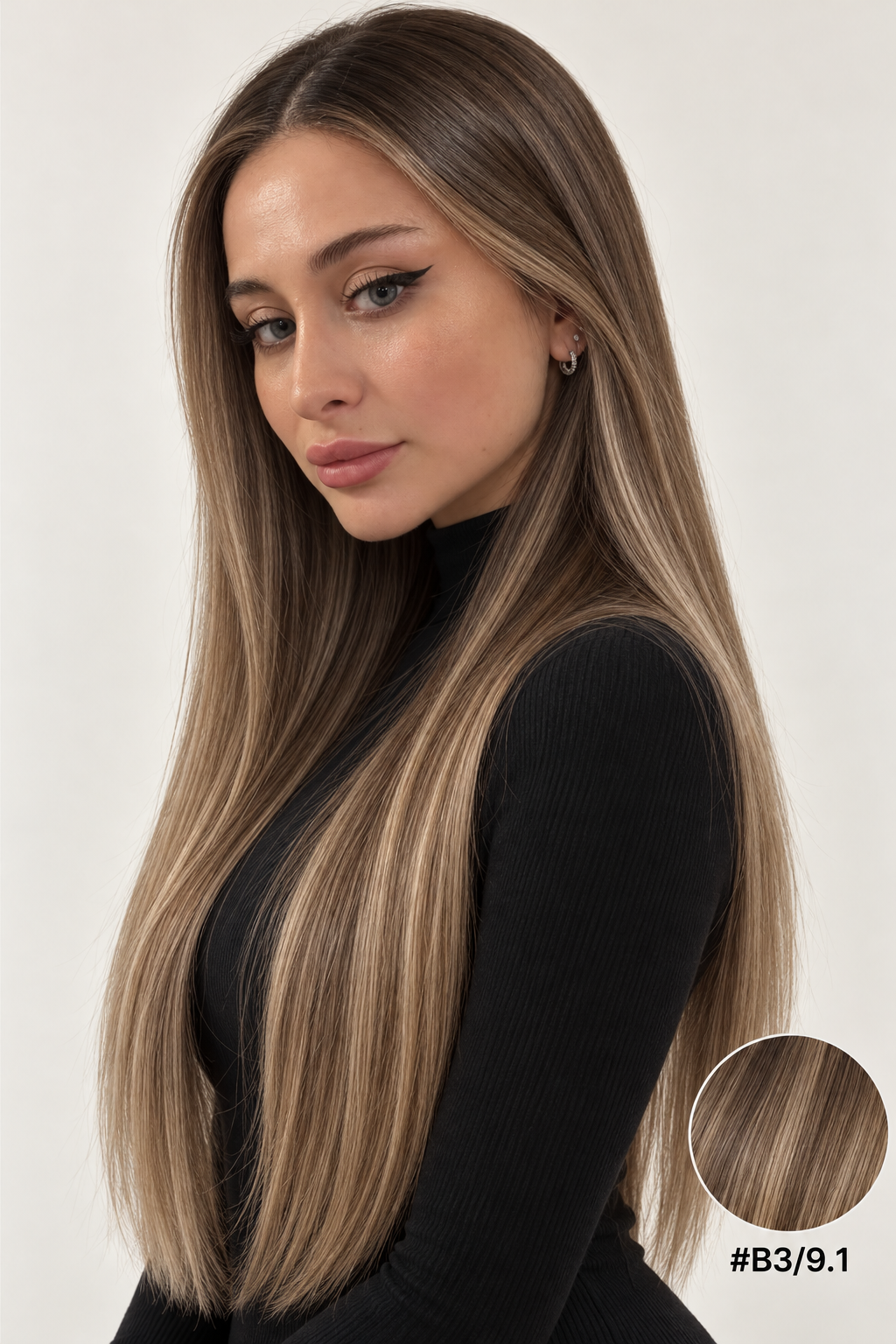 Velours Hair – B3/9.1 – extensions lisses cheveux lâchés – portrait Fiona