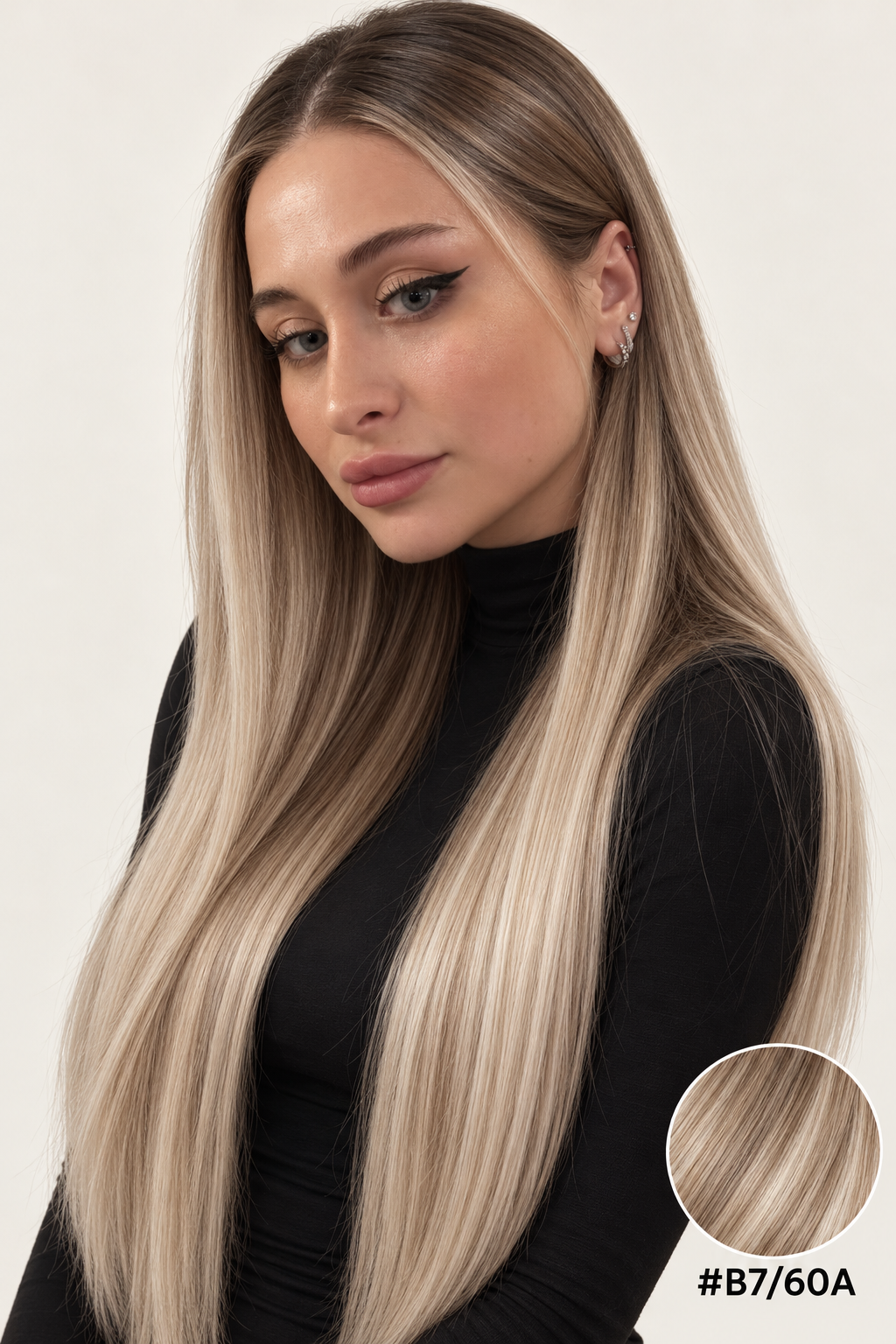 Velours Hair – B7/60A – extensions lisses cheveux lâchés – portrait Fiona