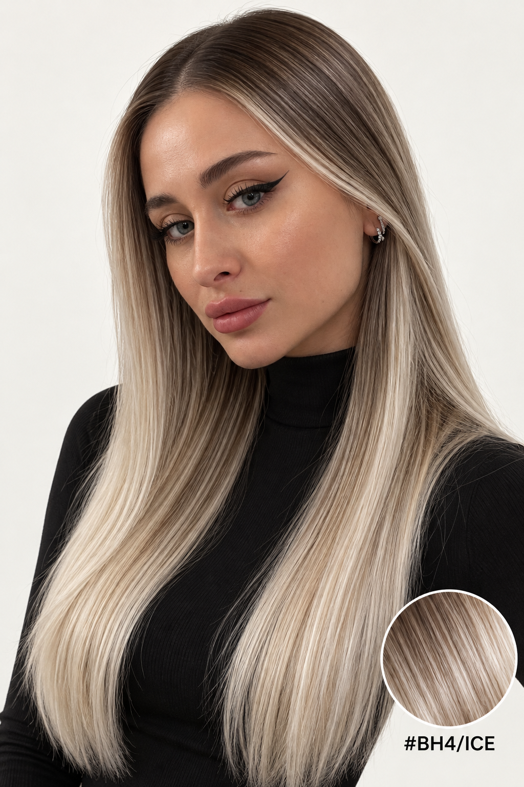 Velours Hair – BH4/ICE – extensions lisses cheveux lâchés – portrait Fiona