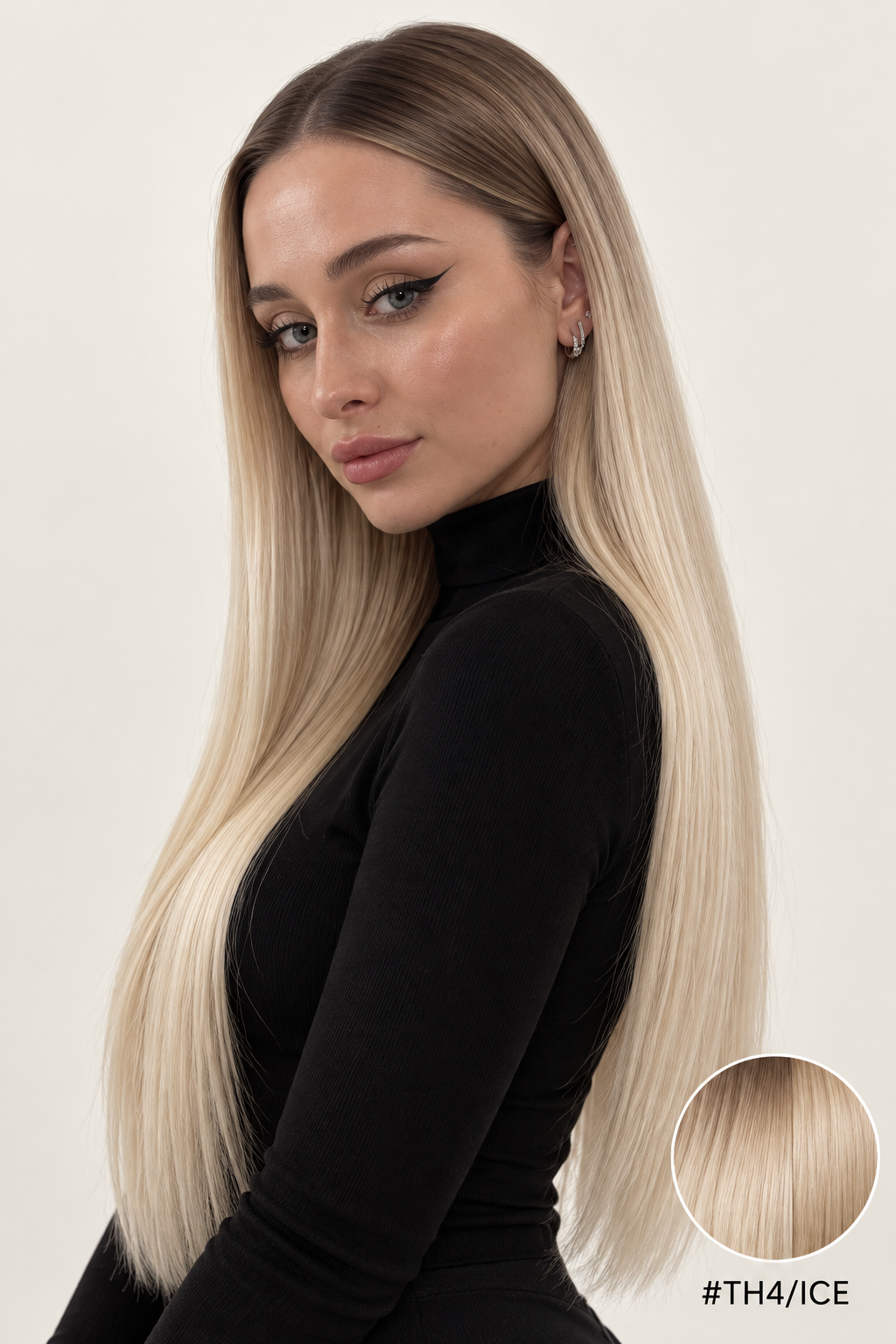Velours Hair – TH4/ICE – extensions lisses cheveux lâchés – portrait Fiona