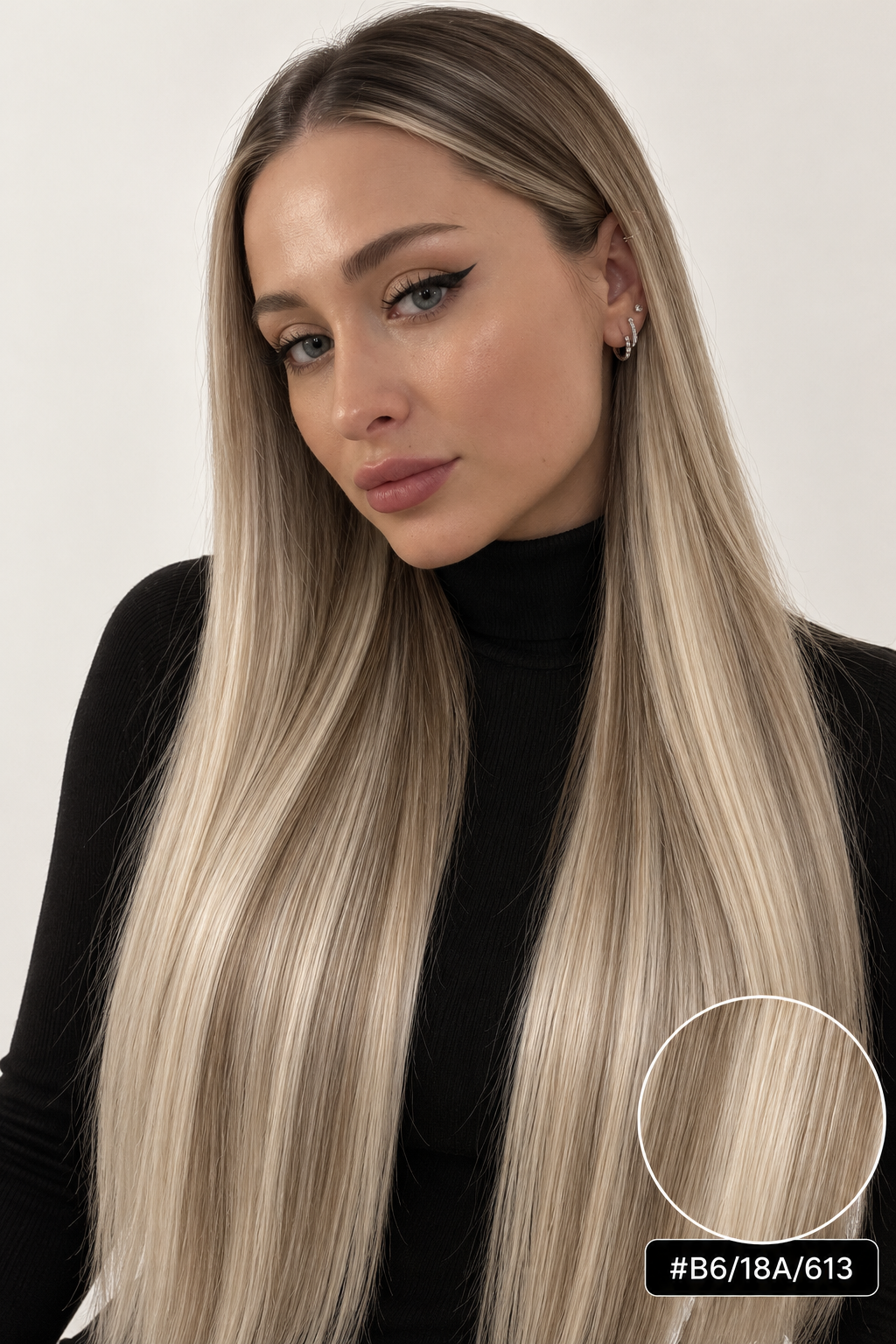 Velours Hair — Ombré #B6/18A/613, visage Fiona, cheveux lisses détachés