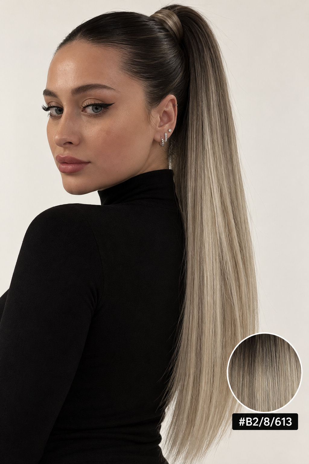 Velours Hair — Ombré #B2/8/613, visage Fiona, queue de cheval attachée