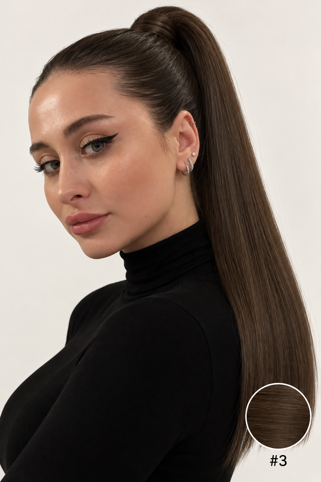 Ponytail Dark nuance #3 — couleur corrigée d’après les mèches de référence